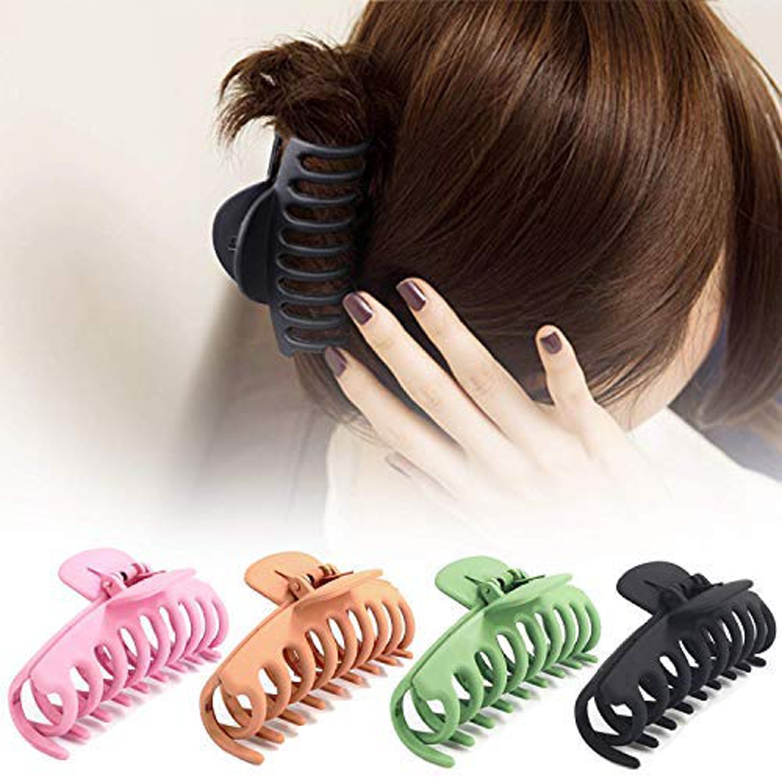 4 Stuks Klauw Clip Voor Vrouwen Stoere Zwarte Plastic Haar Klauw Grote Size Haar Klemmen Klauw Clip Krab voor Haar Accessoires Roze