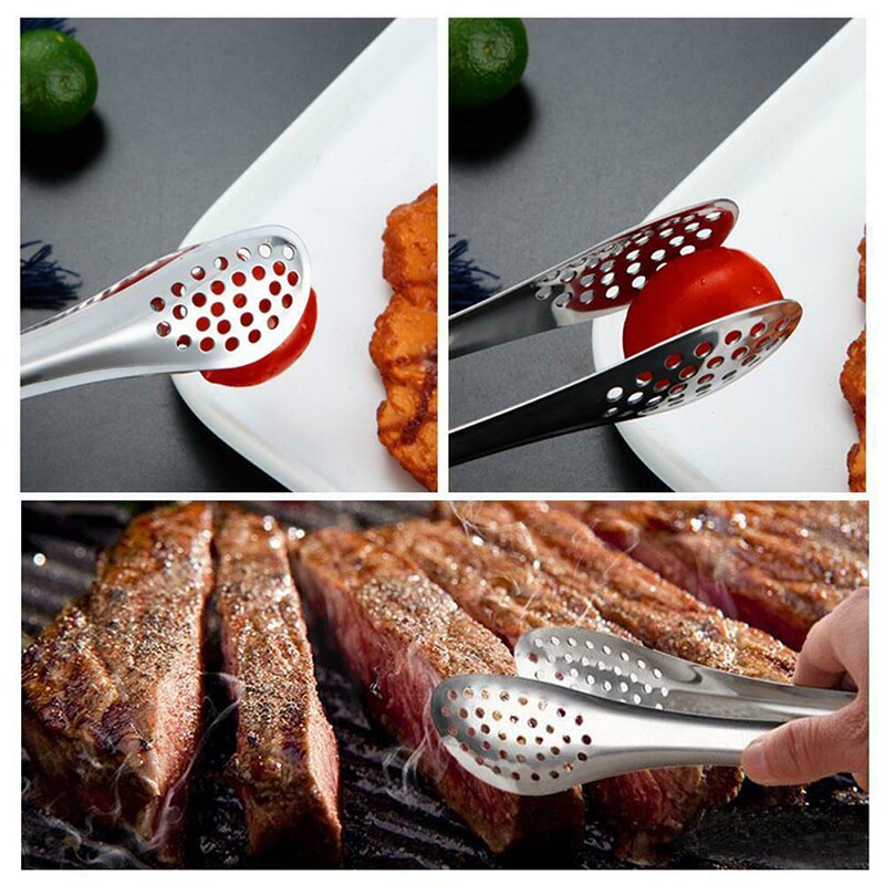 Kitchen Dining Bar Tools Stainless Steel Kitchen Tongs BBQ Steak Clip Salad Bread Cooking Serving Tongs Restaurant Food Folder
