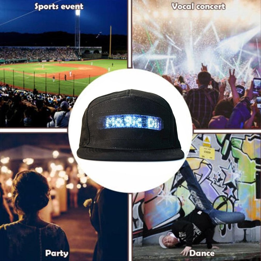 Rød/sort mobil app drift led lys hip hop hat til fest ridning for mænd kvinder praktisk reklame hat