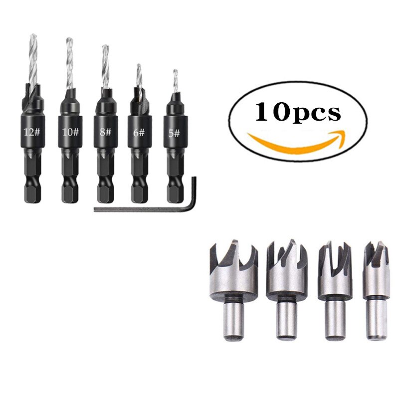 Woodworking Countersunk Drill Set With Hexagonal Handle: 4ZS 6BS