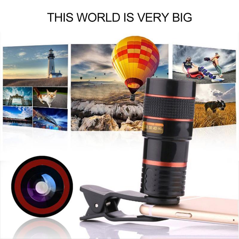 Objectif de télescope universel pour caméra, Zoom optique 12x à Clip, pour téléphone portable, IPhone, accessoires d'objectif de téléphone portable