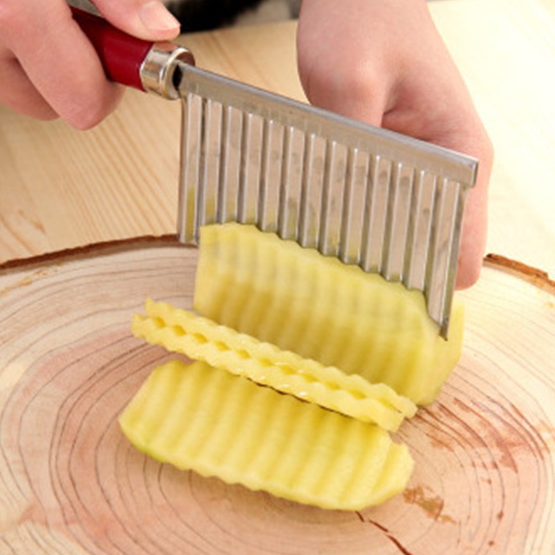 Chopper Franse Bak Maker Rvs Aardappel Chip Slicer Deeg Groente Fruit Crinkle Golvend Slicer Mes Aardappel Cutter