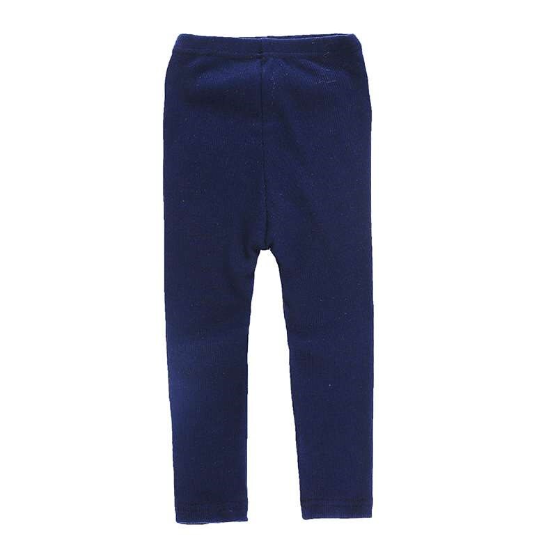 Flicka leggings barn ribbade byxor barn flickor bomull mjuka elastiska byxor stretchiga varma byxor småbarn fritidsstickade kläder: Nv / 3t