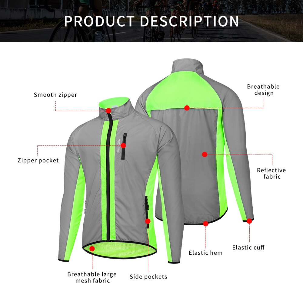 Reflecterende Fietsen Jas Heren Fiets Regenjas Winddicht Fiets Windbreaker Cyclus Kleding Wind Jas Waterdicht Mtb Regen Jas