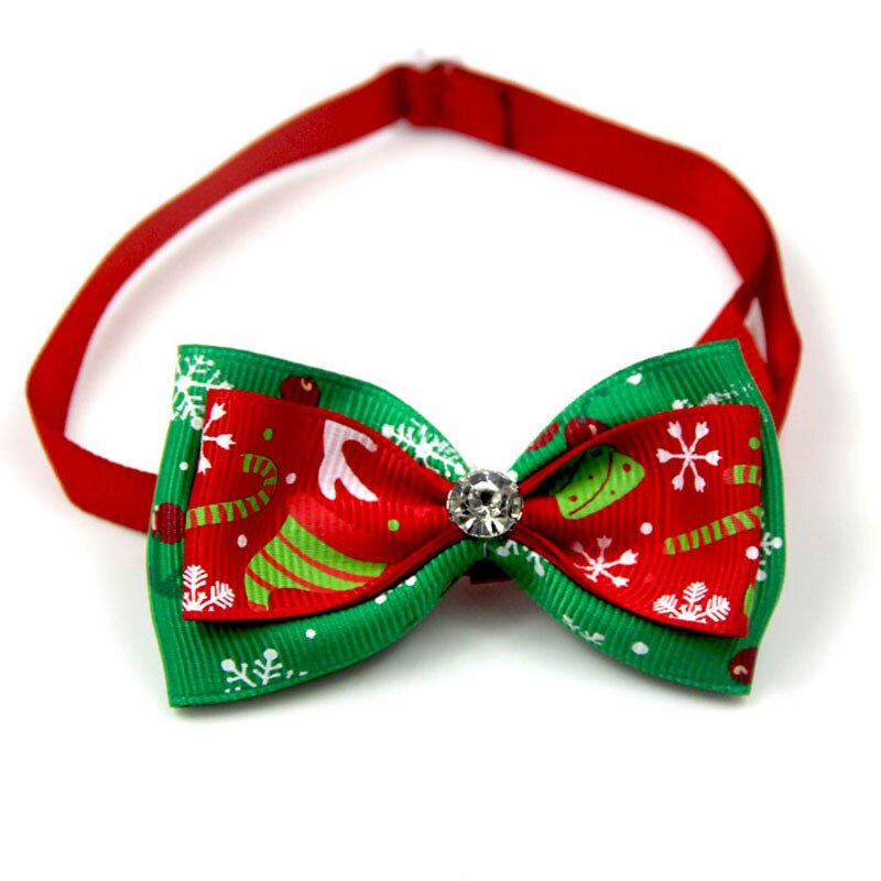 1PCS Adjustable Dog Cat Bow Tie Reflective Tape Neck Tie Pet Dog Bow Tie Pet Christmas Series Pet Bow Tie For Pet Accessories