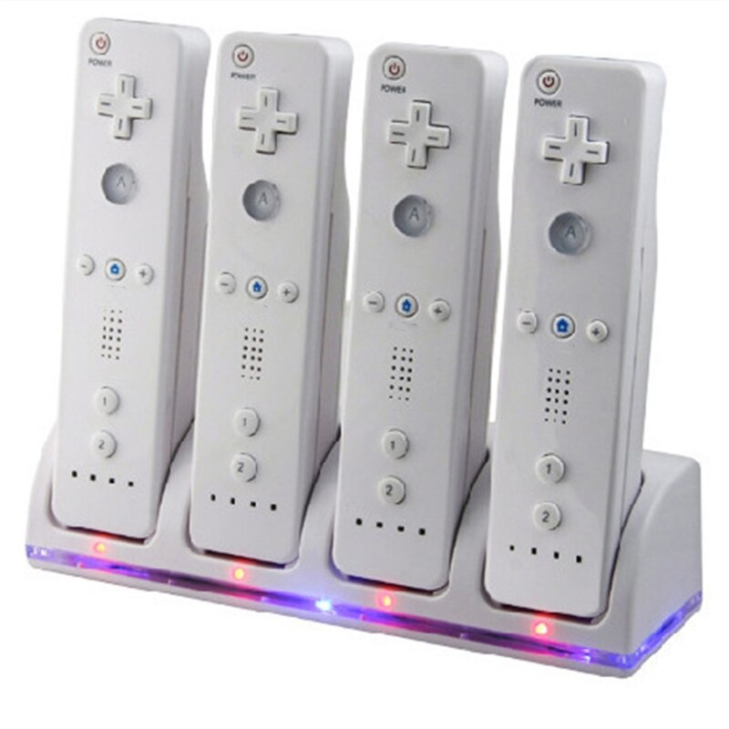 4-Port Lader Opladen Dock Met 4 Oplaadbare Batterij Packs Past Voor Wii B03C