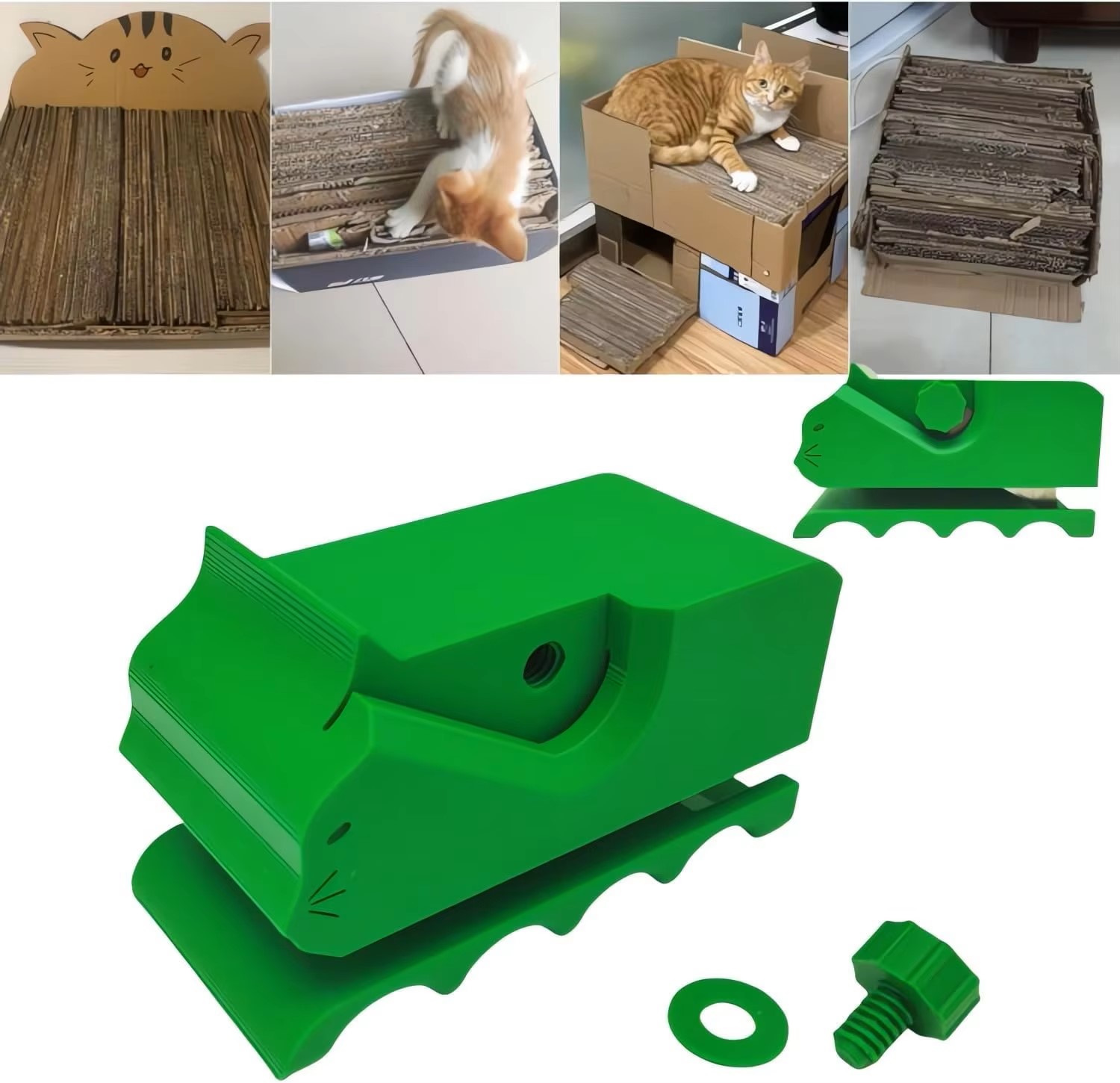 Cardboard Cutter for Cat Scratching Board 3D Printed Card Board Cutter Box Cardboard Tool Handheld Cardboard Scratcher: green