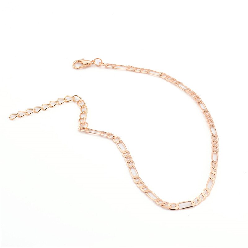 1pc Goud Zilver Kleur Enkelbandje Voet Sieraden Enkelband Eenvoudige Figaro Ketting Voor Vrouwelijke en Mannelijke