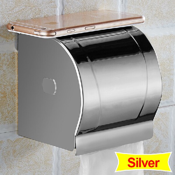 Toiletrolhouder, wandgemonteerde badkamer toilet papierrolhouder met houten plank, geborsteld goud