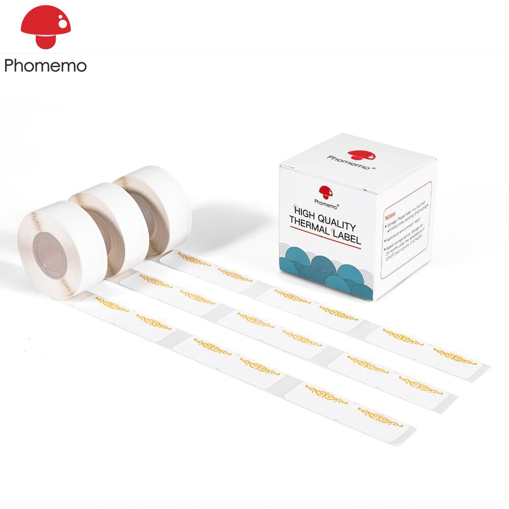Phomemo Lotus Price Label Self-Adhesive Paper for Phomemo D30 Label Printer 3 Rolls of 390 Labels 14*50mm Printable Label Paper