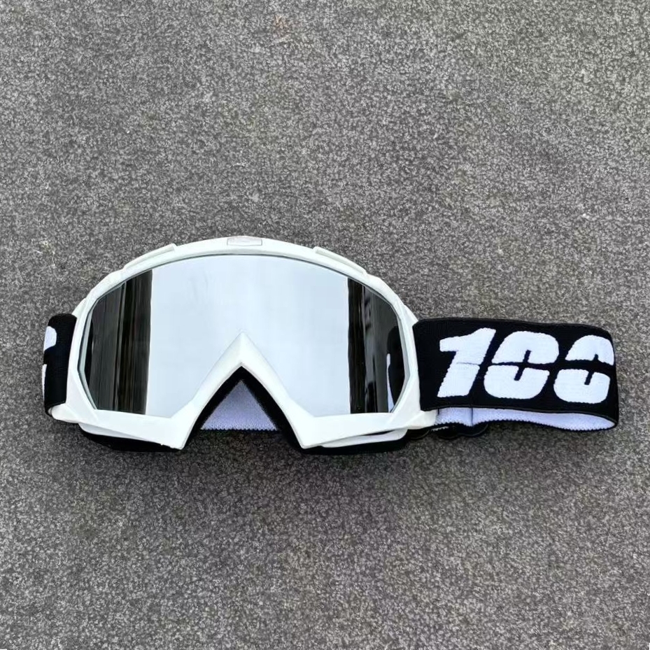 100 motorcykelglasögon motocrossglasögon terrängsolglasögon för män mtb atv mask vindtät skydd cykelglasögon racingglasögon: Vit