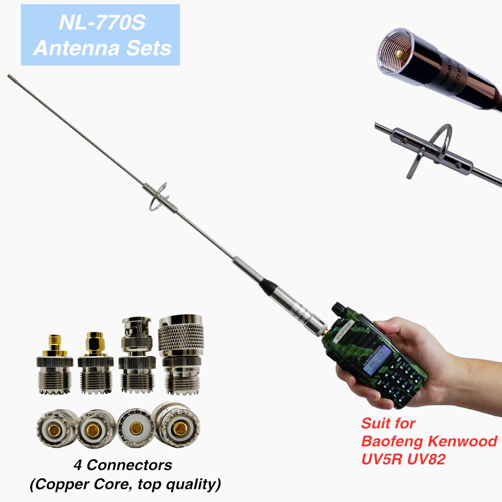 1 set Nagoya NL-770S Walkie Talkie Antenna + 5M Coaxial Cable + Four Fine Copper Connector Adapter + Stainless Steel Clip Mount