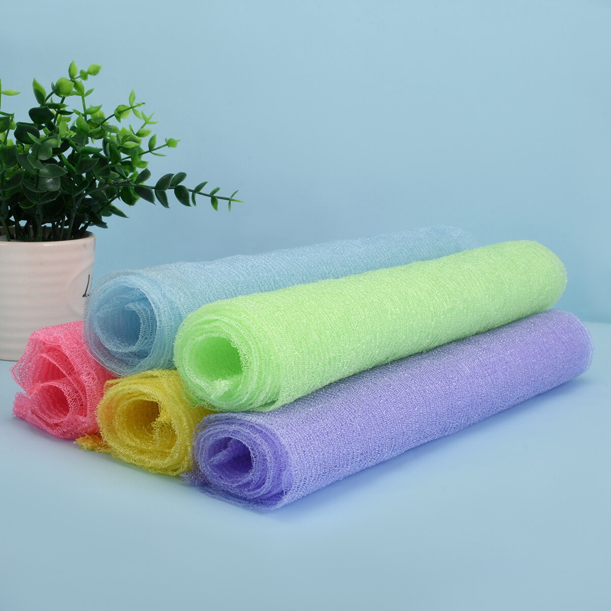 Skønhed hud badehåndklæde lang eksfolierende nylon badehåndklæde, magisk brusebad vaskeklud til krop , 35 inches  (5 farver)