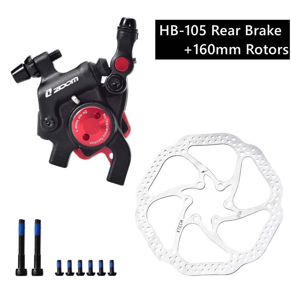 ZOOM Road Bike Hydraulic Disc Brake Calipers HB105 Mechanical Hydraulic Line Pulling Disc Brake for Flat-Mount Road 160mm Rotor: Rear n Rotor  Black