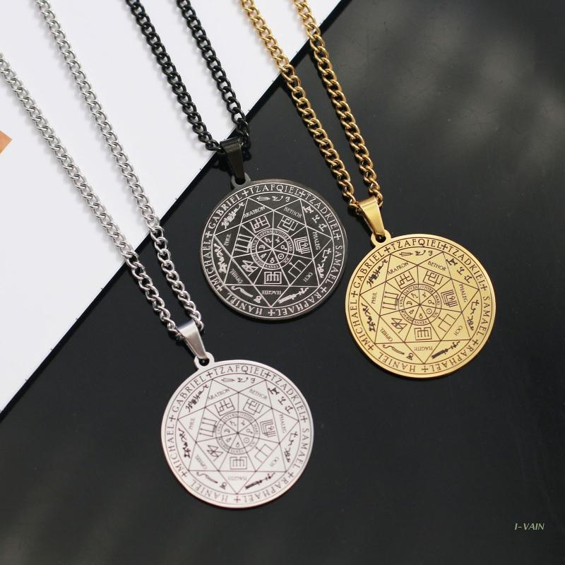 M5TC Totem- Talisman-Halsketten retro Solomon Heptagram Anhänger Amulett-Halskette
