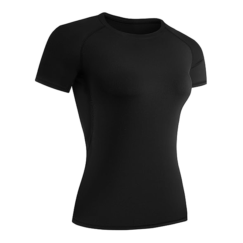 Damkompressionströja kortärmad atletisk yoga löpartröja sommar gymträning snabbtorkande stretchiga t-shirts toppar baslager