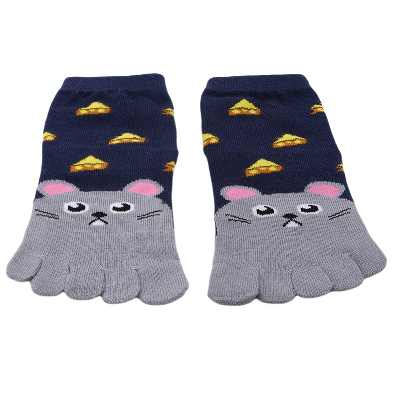 1 Paar Jaar Mooie Kinderen Sokken Dier Jongens Meisjes Sokken Teen Sokken Voor Kids Vijf Vinger Sok Baby Warm accessoires Sok: Gray mouse / 3-7 years old