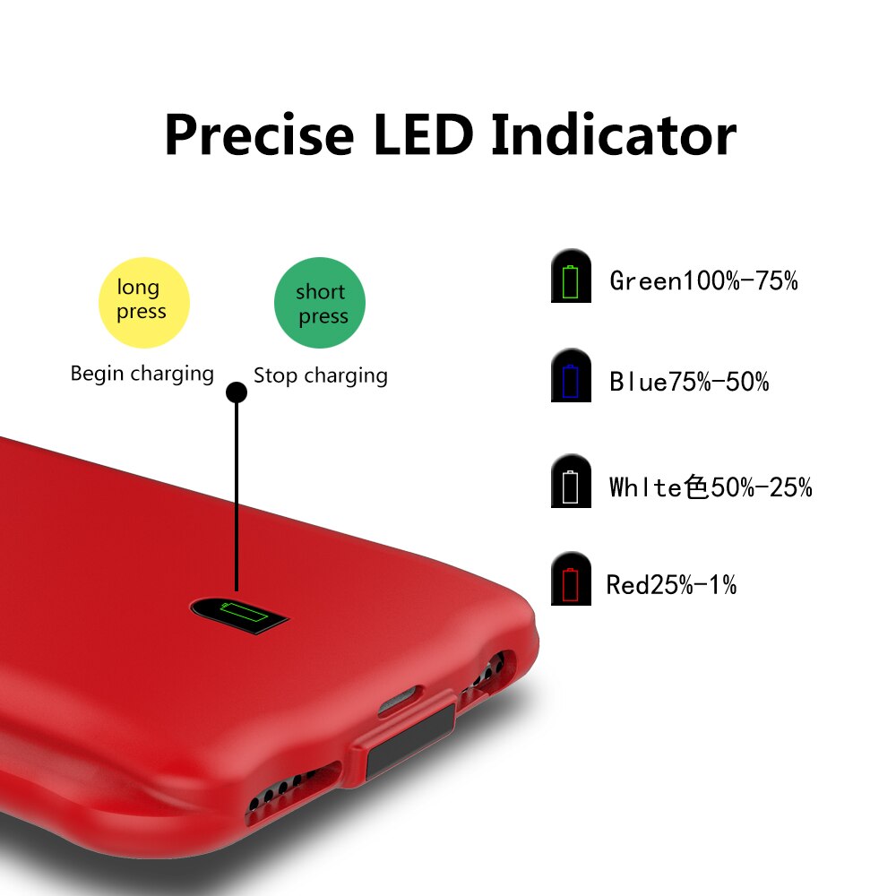 Araceli para iphone 6 plus caso de bateria 7000 mah banco de potência para iphone 6s mais 7 8 mais caso carregador de bateria