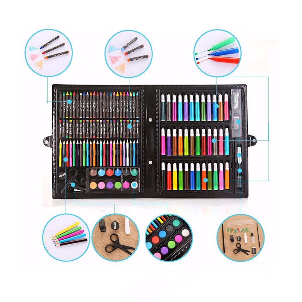 150Pcs Kids Art Set Children Drawing WaterColor Pen Crayon Oil Pastel Painting Tool Art supplies stationery Kit for Student