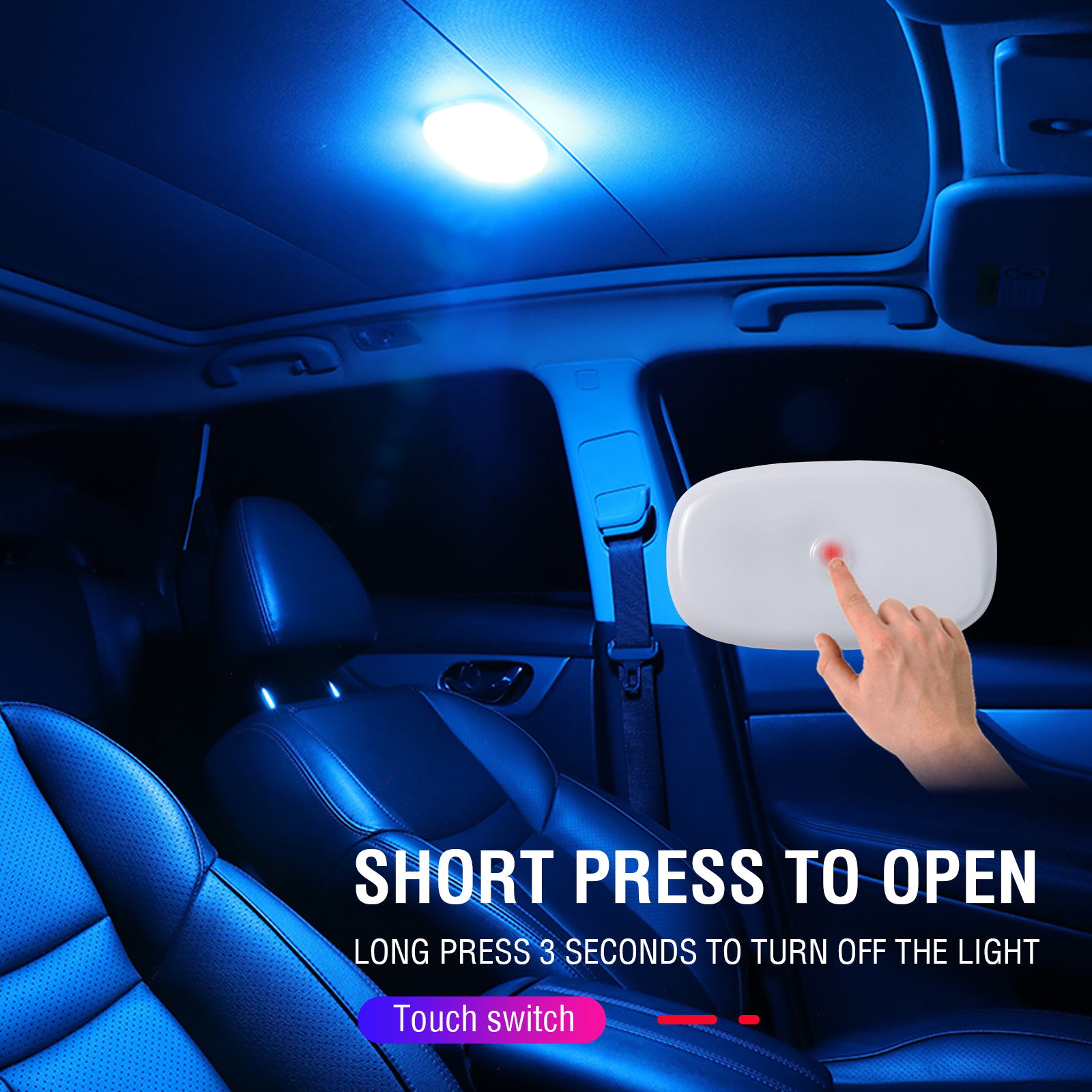 Auto LED Touch Light Wandleeslamp Magneetbasis Autoplafondlamp Ambient Mood Binnenverlichting USB oplaadbare lamp