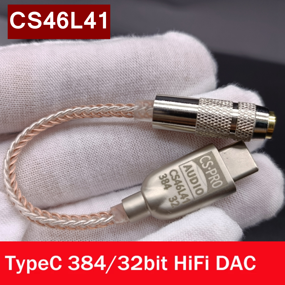 CS46L41 Usb Type-C Om 3.5Mm Hoofdtelefoon Versterker Decodering Dac Hifi Oortelefoon Audio Interface Adapter 32bit 384Khz geluidsversterkers