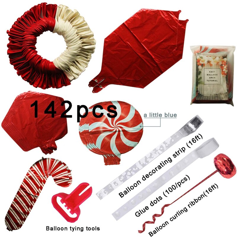 Kerst Ballon Garland Arch Kit 144 Stuks Met Kerst Rood Wit Snoep Ballonnen Geschenkdoos Ballonnen Rode Ster Ballonnen