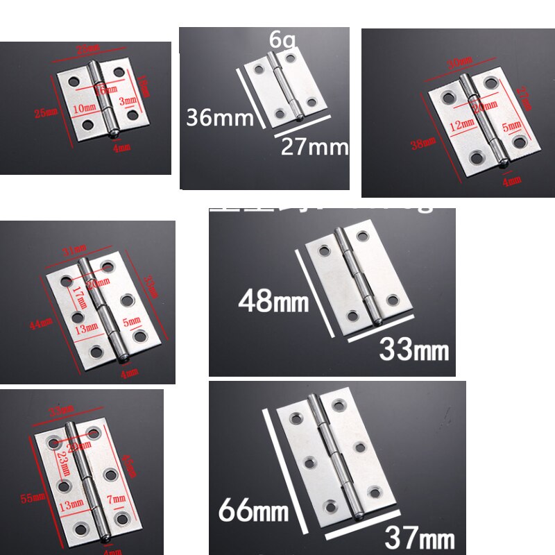 Mini bisagra plana de acero inoxidable para puertas de armarios, ventanas, caja de madera, bricolaje, 1/1, 5/2/2, 5/3 pulgadas, 5 uds.