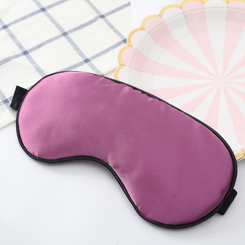 1 Uds descanso de seda pura antifaz para dormir antifaz acolchado opaco viaje Relax Aid venda de ojos cubierta de ojos máscara para cuidado ocular herramientas de belleza: Púrpura