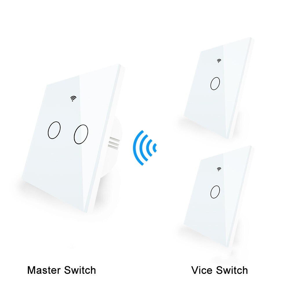 WiFi Smart Glass Panel Touch Switch RF433 Transmitter Wall Panel 1/2/3 Gang Remote Control Switch Works with Alexa Google Home: Kit 4