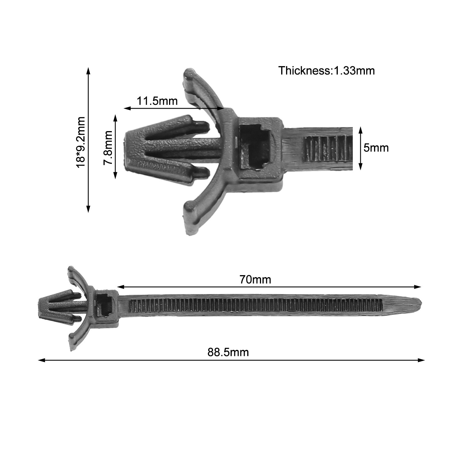 30Pcs Car Fixed Push Mount Wires Tie Cable Fastening Bundled Wire Band Cable Wire Tie Wrap Zip Ties Self Locking Nylon Cable Tie: 5x88.5mm