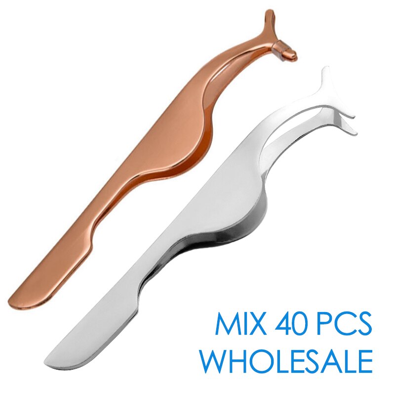10/30/40/50 pcs Eyelashes Applicator Lashes Tweezers in Bulk Eyelashes Tweezers Bulks Lashes Applicators Makeup Tools: 40Pcs Mix