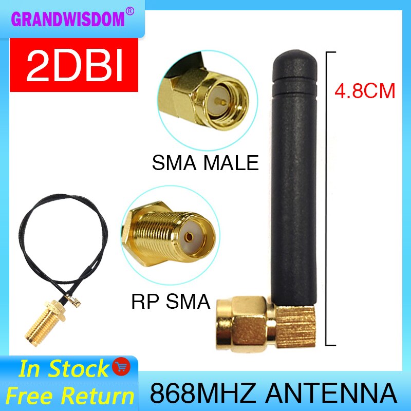 GRANDWISDOM – câble d'extension en queue de cochon, module d'antenne lora ipex 1 sma femelle 868mhz 2dbi mâle 915mhz, 1 pièce 2 pièces