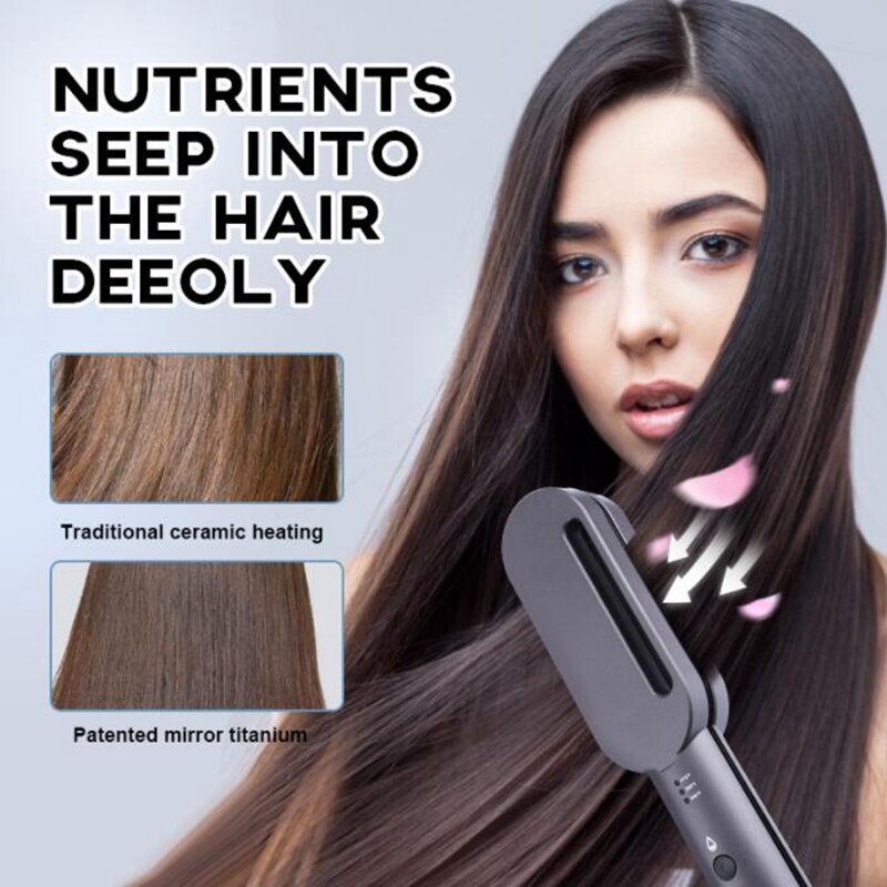 Titanium Flat Iron Hair Straightener Dual Voltage Instant Heating Essential Oil Care Straightening Iron