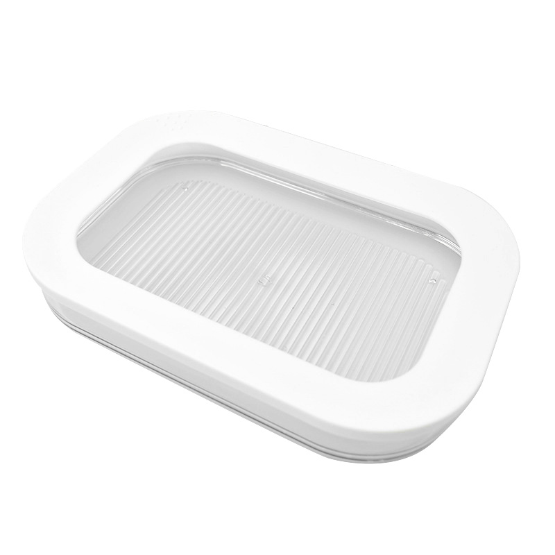 Crisper refrigerado con tapa, contenedores de carne a prueba de fugas para nevera, caja de almacenamiento de carne asada congelada transparente, accesorios de cocina: Negro