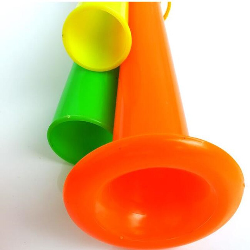 Bocina colorida con forma de pelota de fútbol tres tubos con cuernos de voz agudos para de cumpleaños haz suministros de sonido