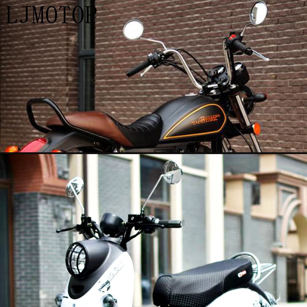 Motorcycle Round Back View Mirror Moped Side Mirror 8mm 10mm For Yamaha TTR125 TTR250 TTR600 XT250 TRICKER DT230