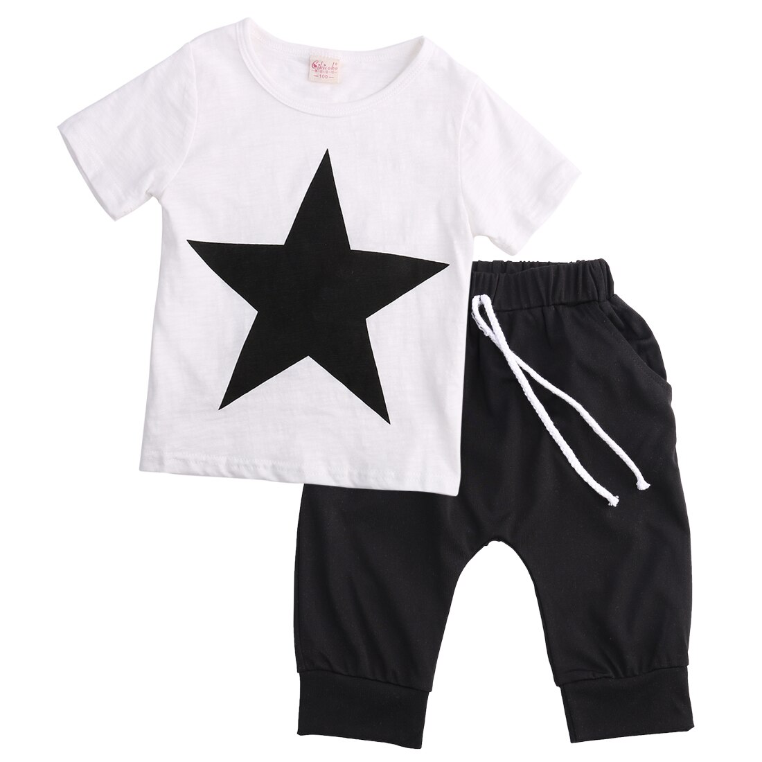 2 Stuks Pasgeboren Baby Jongens Ster T-shirt Tops + Broek Sets Kleding Zomer Korte Mouw Casual Kleding