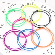 Kymyad Bohemen Big Hoop Oorbellen Voor Vrouwen 6cm Fluorescerende Kleur Oorbellen Sieraden Verklaring Oorbellen Mode-sieraden