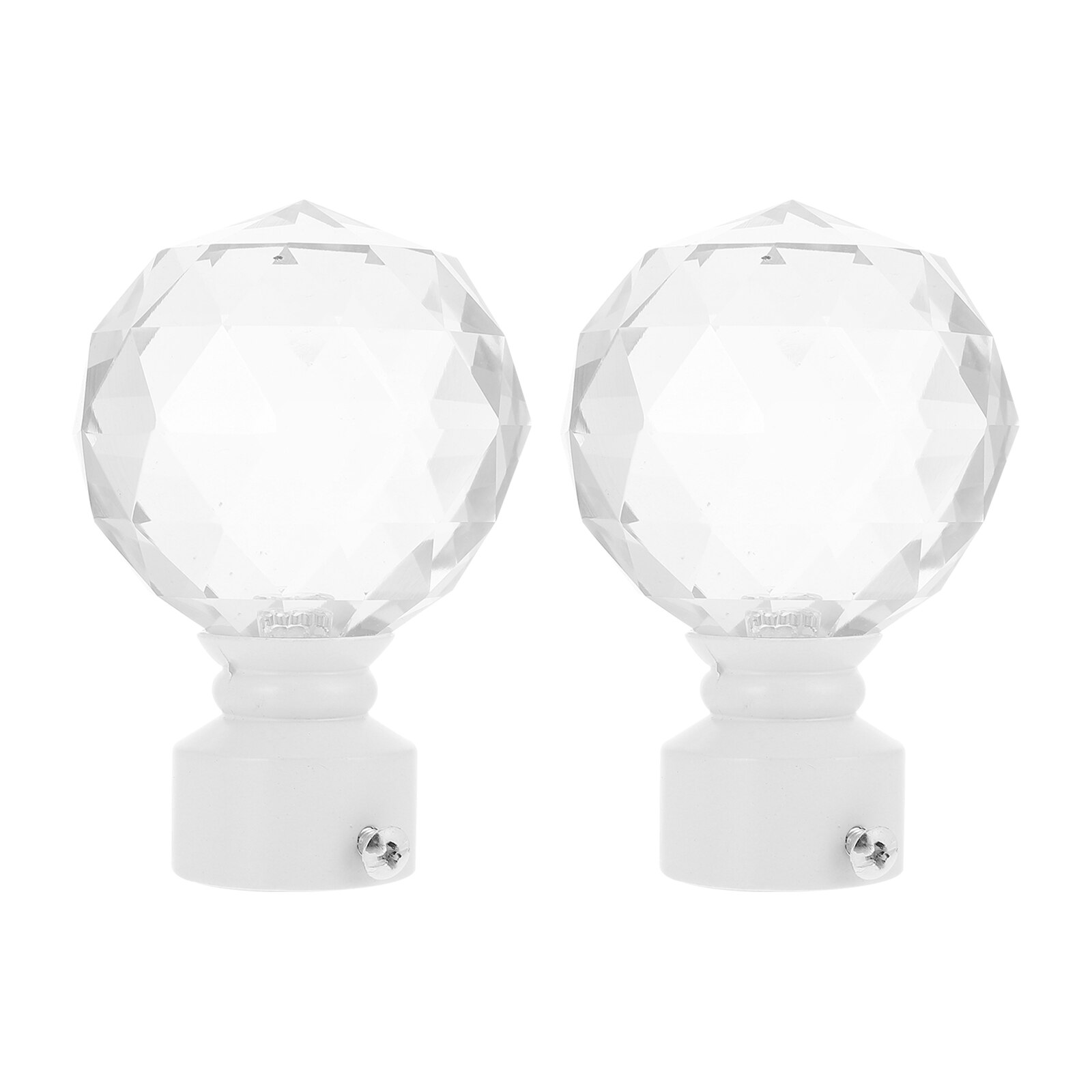 2pcs Decorative Curtain Rod Finials Crystal Iron Art Curtain Rod Ends Accessory: Default Title