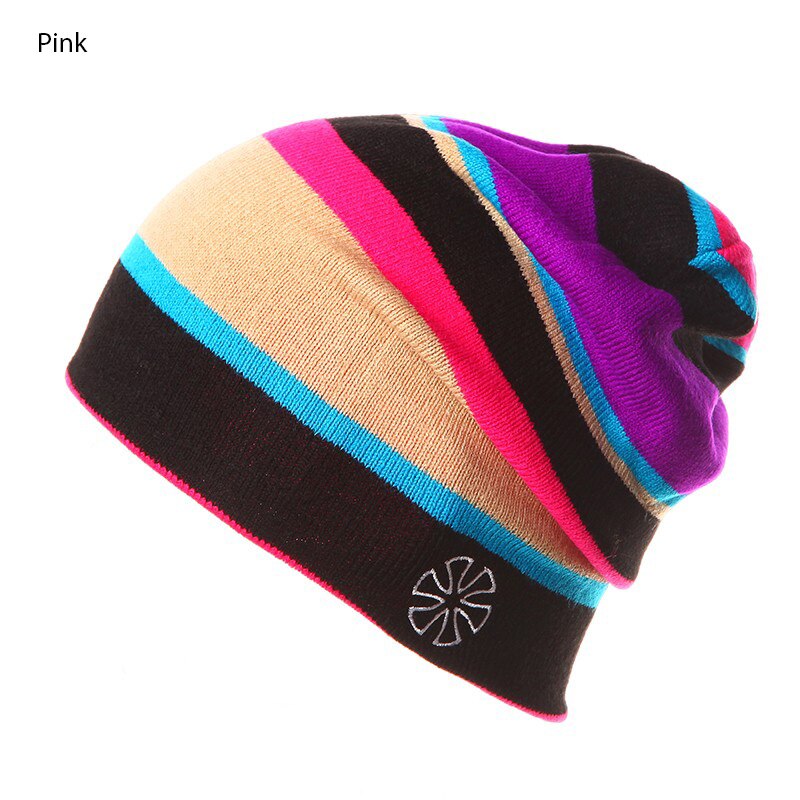 Strikning vinter bomuld mærke beanies hip hop varme ski hatte gorros bonnetsr snowboard cap skullies til kvinder og mænd: Lyserød