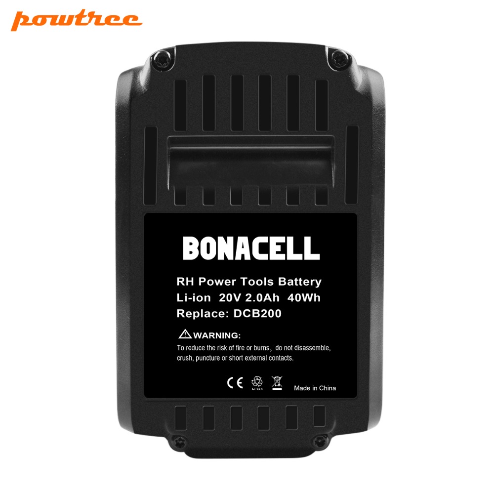 2X 18V 2000mAh DCB200 Li-ion Rechargeable Power Tool Battery For DEWALT DCB203 DCB181 DCB180 DCB200 DCB201 DCD996 DCB201-2 L10