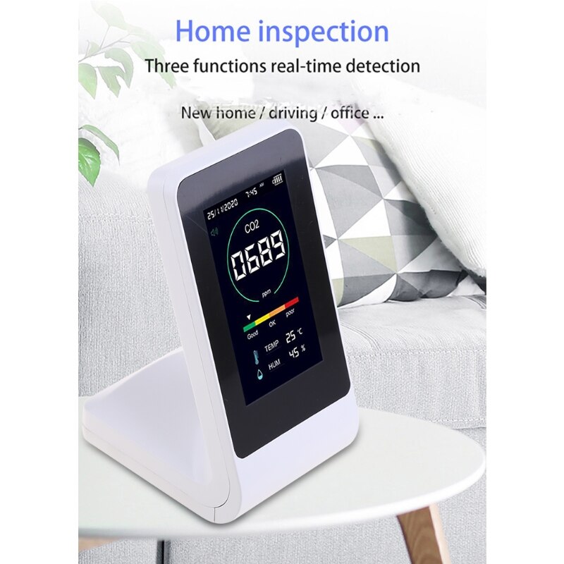 CO2 Detector Semiconductor/infrared Temperature Humidity Monitor Porous High Accuracy Air Monitor