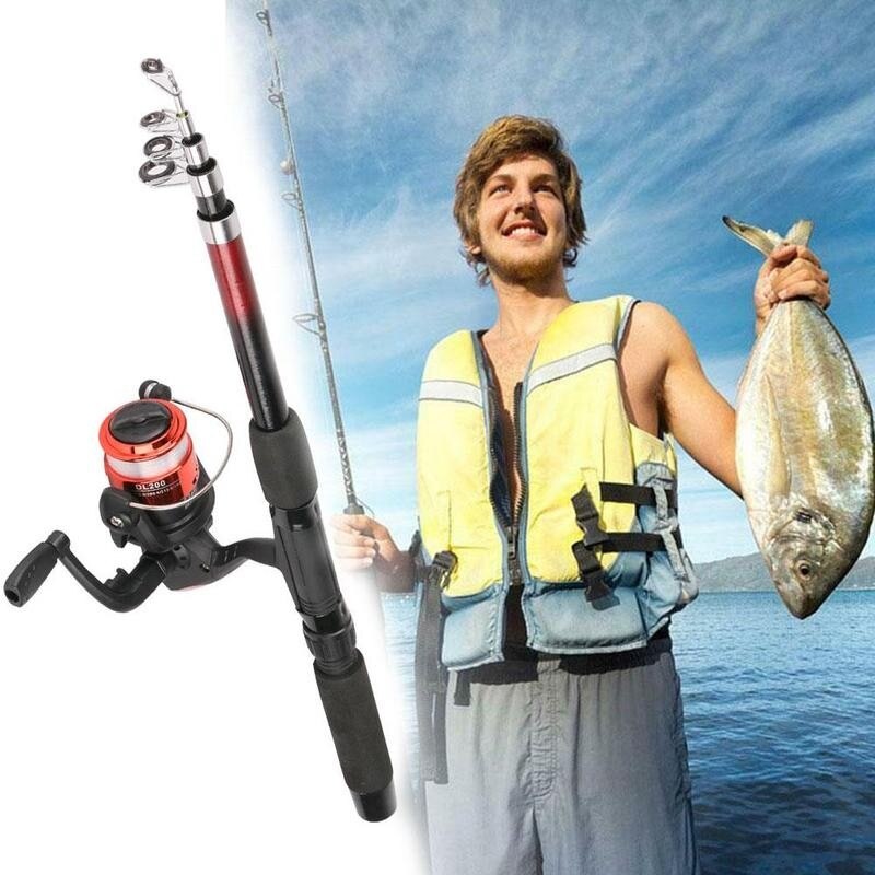 1 Set Fishing Rod Combo Kit Fishing Reel Gear Pole Portable Durable Reel With Throwing Rod Gear Set Set Pole Line Fishing P9U1