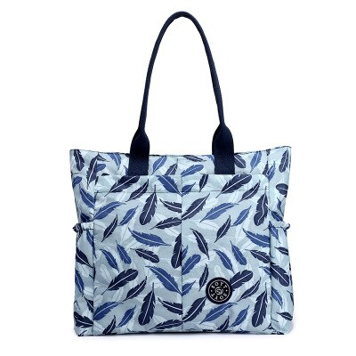 10 farger kvinners uformelt lerret stor kapasitet vanntett lett skulderveske håndveske mamma bag: Blå fjær