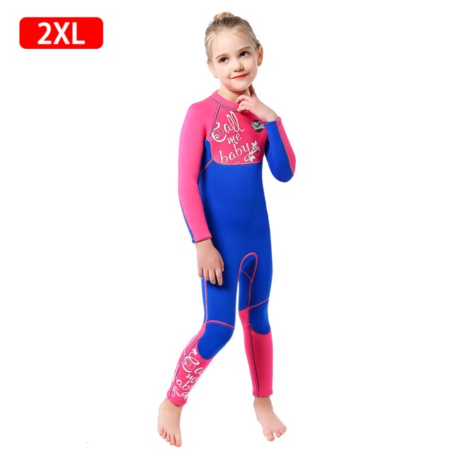 Kinderen Meisjes 3Mm Wetsuit Neopreen Scuba Surf Dive Skin Dive Zwemmen Pak Een Stuk Warm Badpak Kids: 02 / L