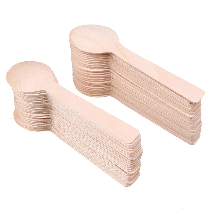 100 Stuks Wegwerp Houten Lepel Keukengerei Koffie Honing Thee Lepel Drinkbaar Scoop Set Keukengerei Voor Party Bbq Picknick Benodigdheden