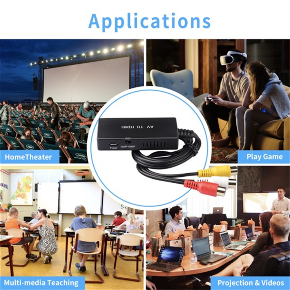 AV to HDMI Converter RCA to HDMI Audio Vdieo Converter Adapter Support 1080P/ 720P NTSC/PAL Compatible with PS1 PS2 PS3 HD TV
