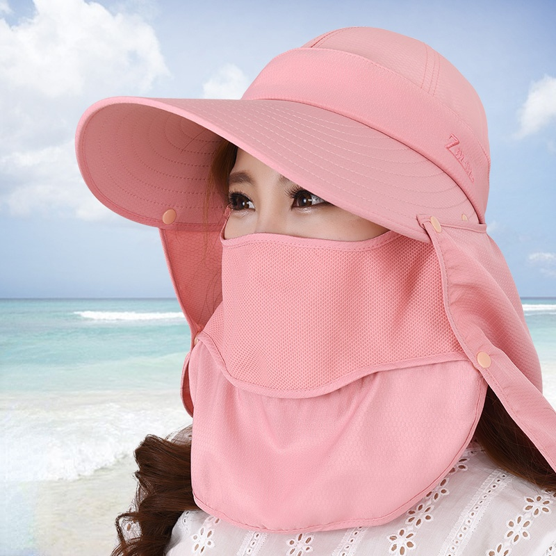 Sun hat female summer face protection sun hat cover face anti-ultraviolet sun hat big edge cycling face protection neck cap