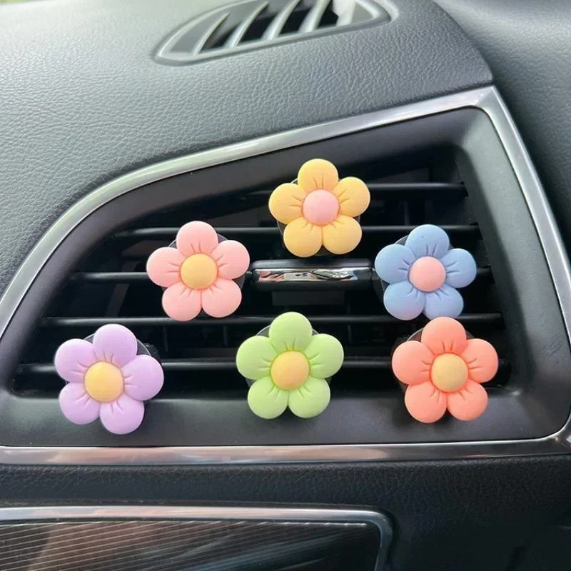 Clip de Perfume para coche con flor bonita, adornos de ventilación para aire acondicionado y aromaterapia, suministros de decoración Interior para coche, aroma para coche