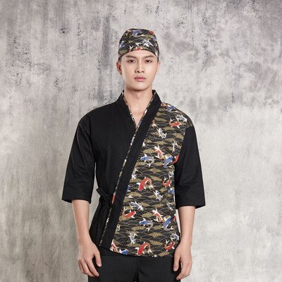 unisex Japanischen stil lebensmittel Service kleidung Sushi Koch jacke Neue Koch arbeit Uniform entwickelt koch anzug Japanischen Kimono: 0A / M
